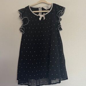 H&M Black Polka Dot Girls Dress with White Trim